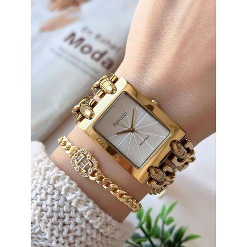 Ferrucci Kadın Kol Saati+Bileklik Özel Seri Çelik Kordon Kararma Renk Atma Yapmaz VS.BLKT.0734