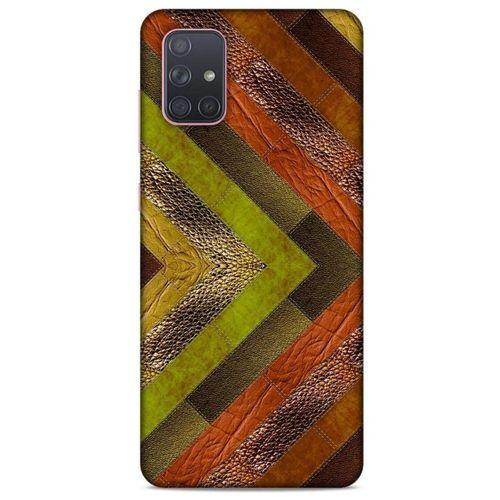 Samsung Galaxy A71 Kılıf Patchwork (10) Full Koruma Kılıfı Yeşil Turuncu