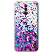 MRCİLETİSİM Huawei Mate 20 Lite Kılıf Baskılı Kapak - Mosaic Fragments Colorfull +Tam Ekran Koruyucu