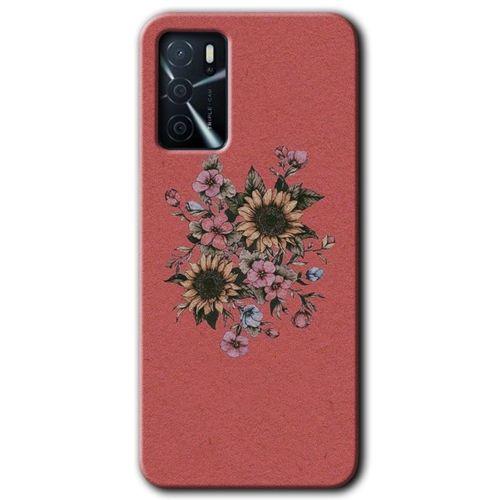 MRCİLETİSİM Oppo A16 Kılıf Kapak - Retro Çiçek +Hayalet Ekran Yandan Gözükmez