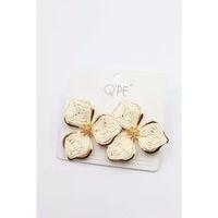 Hasır Çiçek Küpe - Krem