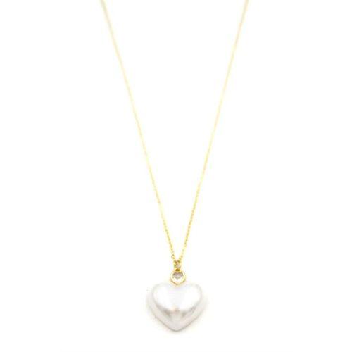 İnci Kalp Kolye - Altın