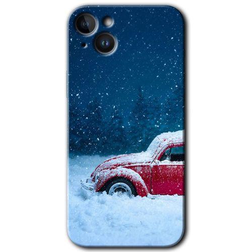 iPhone 14 Kılıf HD Desen Baskılı Arka Kapak - Temperli Cam - Karlı Vosvos