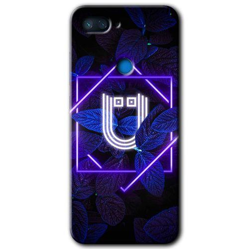 Xiaomi Mi 8 Lite Kılıf HD Desen Baskılı Arka Kapak - Dark Neon Yaprak Ü Harfi