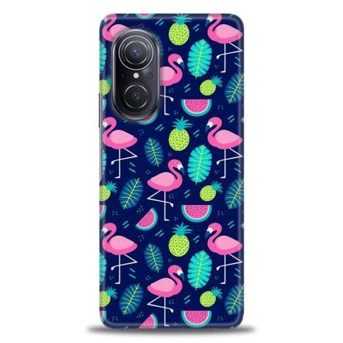 Huawei Nova 9 SE Kılıf HD Baskılı Kılıf - Flamingo Ananas + Tam Ekran Koruyucu