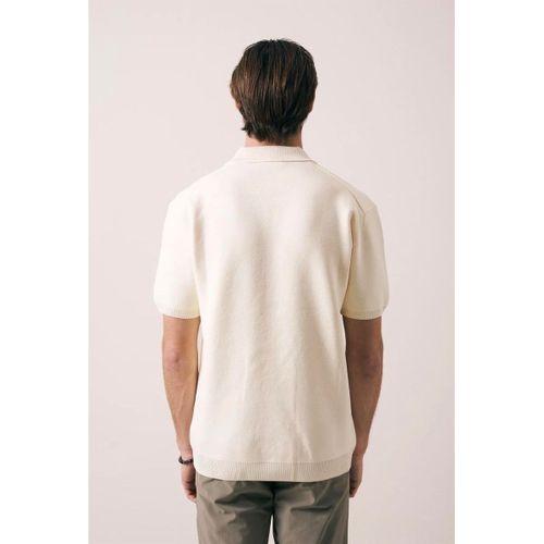 Dawson Polo V Yaka Düğmesiz Kısa Kollu Tok Kumaş Triko Erkek T-Shirt - Bej