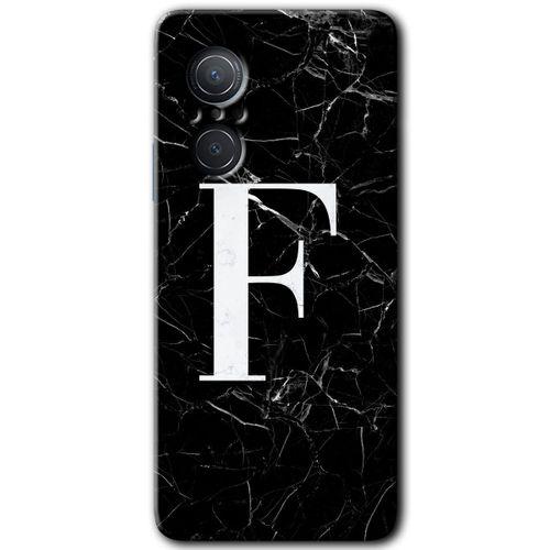 Huawei Nova 9 SE Kılıf HD Desen Baskılı Arka Kapak - Siyah Mermer Desenli F Harfi