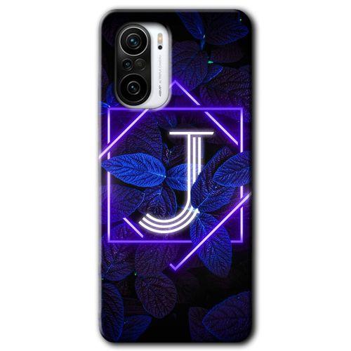Xiaomi Redmi K40 HD Baskılı Kılıf + 9D Tam Ekran Koruyucu - Dark Neon Yaprak J Harfi