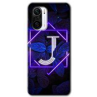 Xiaomi Redmi K40 HD Baskılı Kılıf + 9D Tam Ekran Koruyucu - Dark Neon Yaprak J Harfi