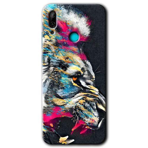 MRCİLETİSİM Huawei P smart 2019 Kılıf Baskılı Kapak - Colorfull Aslan +Tam Ekran Koruyucu