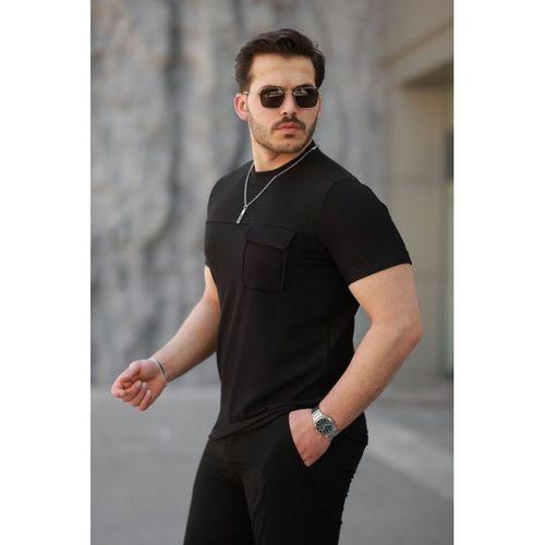 Erkek Cepli Kolyeli Kısa Kollu örme Kumaş T-shirt