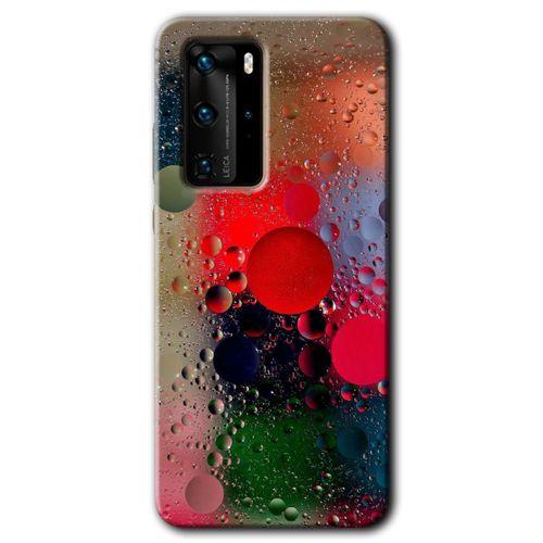 MRCİLETİSİM Huawei P40 Pro Kılıf HD Desen Baskılı Arka Kapak + Temperli Cam - Wet Bubbles