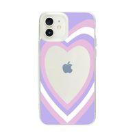 iPhone 12 Purple Heart Premium Şeffaf Silikon Kılıf