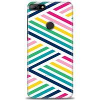 Huawei Y7 2018 Kılıf HD Baskılı Kılıf - Renkli Çubuklar + Tam Ekran Koruyucu