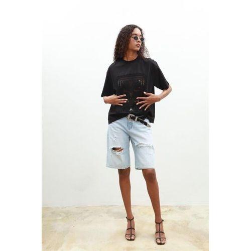 Melasti Motifli Brodeli Tişört 8019-8