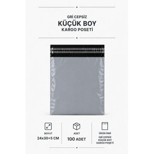 Gri Cepsiz Küçük Boy Kargo Poşeti 24x30+5 Cm 100 Adet