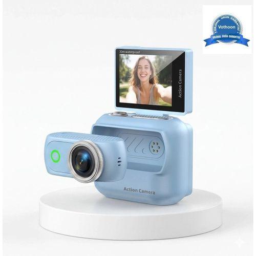 1080p Dijital Video Kamera  32gb  Kart Dijital Vlog Fotoğraf Makinesi Türkçe  Mavi