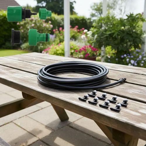 10 Metre Kendin Yap Açık Alan Serinletme Sistemi - Nozzle Başlıklı Bahçe Ve Teras Nemlendirme Seti