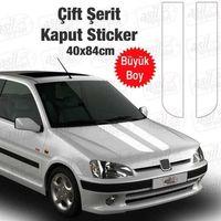 2 Şerit Kaput Beyaz Sticker Oto Sticker, Araba, Etiket, Çıkartma, Modifiye, Tuning, Arma