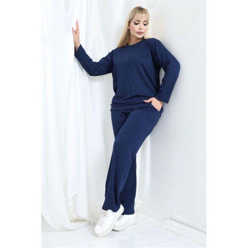 Melsay Butik Büyük Beden Lacivert Modal Kadın Eşofman Takımı