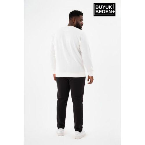 Erkek Büyük Beden Yelken Baskılı Bisiklet Yaka Sweatshirt SPR26BSW956-11