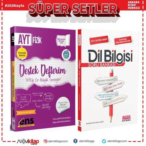 ENS Yayıncılık AYT Fizik Destek Defterim ve AKM Dil Bilgisi Soru Bankası Seti 2 Kitap