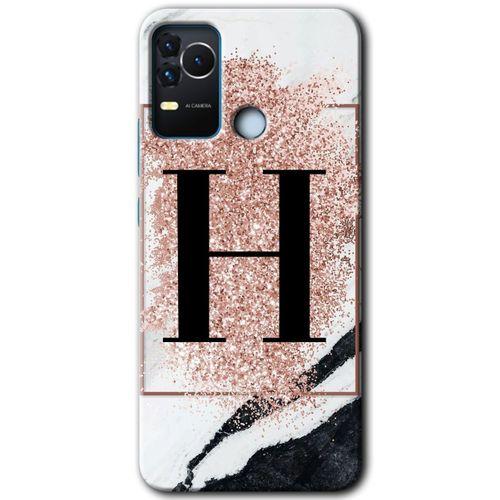 Omix X400 Kılıf HD Desen Baskılı Arka Kapak - Pembe Mermer Desenli H Harfi