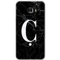 Potkal Hediye Fabrikası Samsung Galaxy C9 Pro Kılıf HD Desen Baskılı Arka Kapak - Siyah Mermer Desenli Ç Harfi