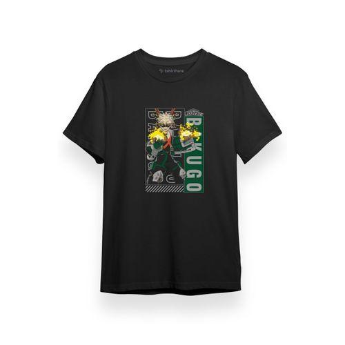 My Hero Academia Anime Kacchan Katsuki Bakugo Art Siyah Kısa kol Erkek Tshirt