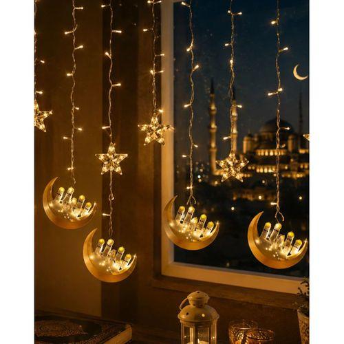Hilal Yıldız Led Ramazan Işığı 3 Metre Dekoratif Perde Aydınlatması