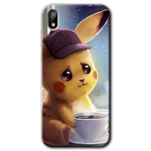 Huawei Y5 2019 Kılıf HD Desen Baskılı Arka Kapak + Temperli Cam - Üzgün Pikaçu