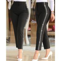 Kadın Yüksek Bel Yanlardan Taş Detaylı Ithal Krep Pantolon