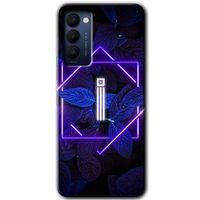 MRCİLETİSİM Tecno Camon 18P Kılıf HD Desen Baskılı Arka Kapak+Temperli Cam - Dark Neon Yaprak İ Harfi