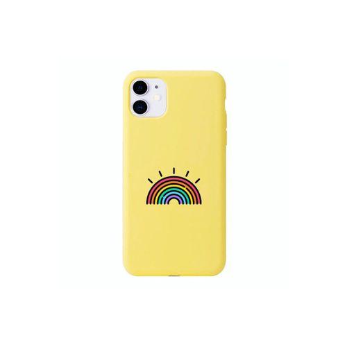 Gökkuşağı Desenli iPhone 11 Sarı Telefon Kılıfı