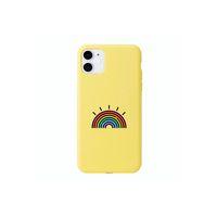 Gökkuşağı Desenli iPhone 11 Sarı Telefon Kılıfı