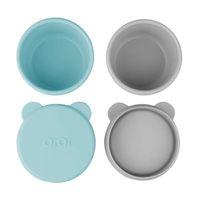 OiOi Silikon Kapaklı Mini Kase 2'Li Mini Bites Aqua Green / Powder Grey