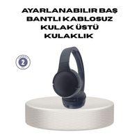 Bluetooth 5.0 Siyah Kablosuz Kulaklık 18 Saat Batarya Katlanabilir Tasarım
