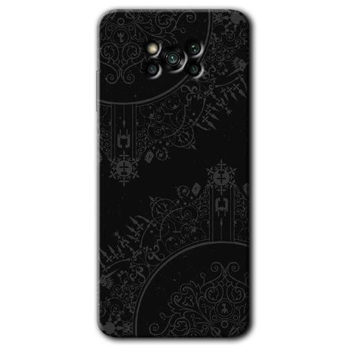 Poco x3 NFC Kılıf HD Desen Baskılı Arka Kapak + Temperli Cam - Siyah Mandala
