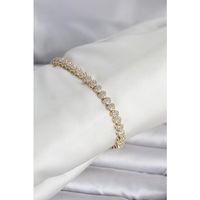 Pirinç Gold Renk Kalp Model Sıralı Zirkon Taşlı Kadın Bileklik