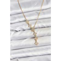 316L Çelik Zincir Gold Renk Yonca Model Kadın Kolye