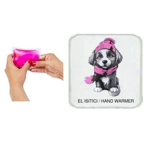 Kırmızı Bereli Köpek Cep Sobası,El Isıtıcı,Sıcak Su Torbası Pvc  10X9,5Cm