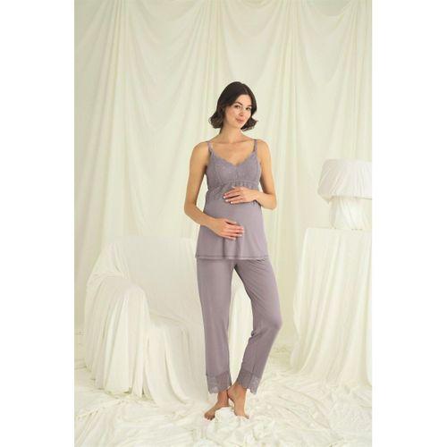 Dantelli Hamile Lohusa 3lü Pijama Takımı