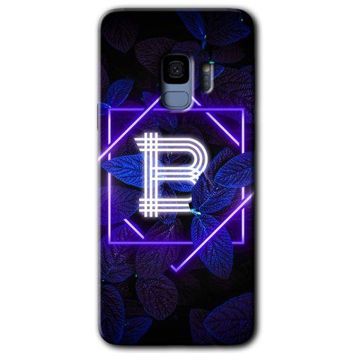 Galaxy S9 Kılıf HD Desen Baskılı Arka Kapak - Dark Neon Yaprak B Harfi