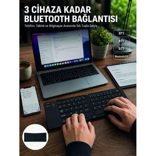 Katlanır Bluetooth Klavye Telefon Tablet Laptop Uyumlu Kablosuz Klavye