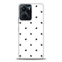 Vivo Y16 Kılıf HD Baskılı Kılıf - Siyah Kalpler + Tam Ekran Koruyucu