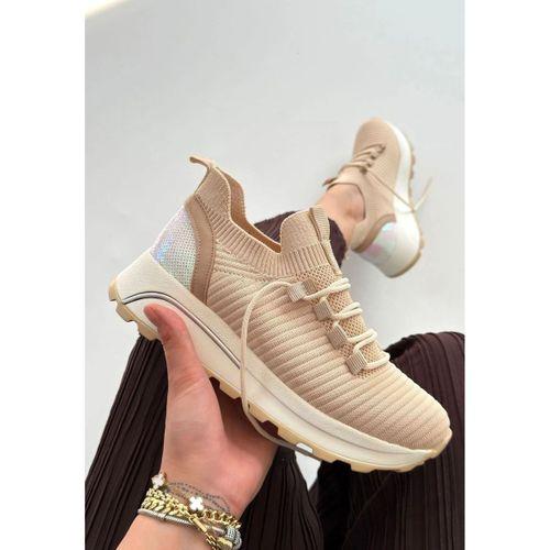 Feort Bej Triko Bağcıklı Spor Ayakkabı