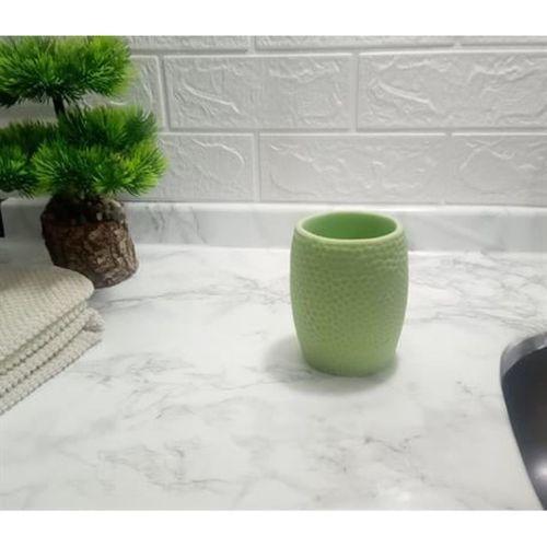 2 Adet Diş Fırçalık,Macunluk Yeşil Petek Desenli Poliresin 8X8X10Cm 400Ml Banyo Seti
