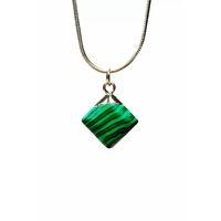 Malakit Doğal Taşı Zincirli El Yapımı Kolye Uç: 1,5 cm Zincir: 20 cm Kutulu