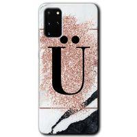 Potkal Hediye Fabrikası Samsung Galaxy S20 Plus Kılıf HD Desen Baskılı Arka Kapak - Pembe Mermer Desenli Ü Harfi