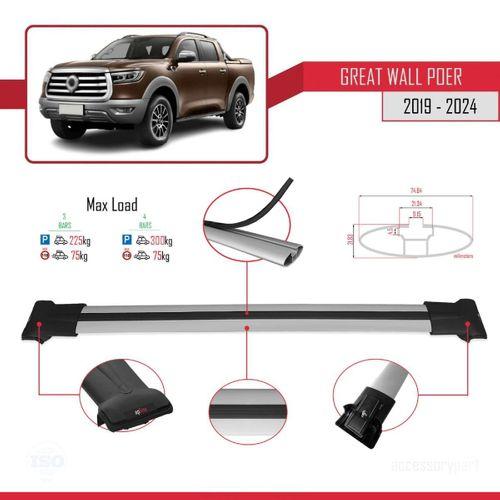 Great Wall Poer 2019 ve Sonrası ile Uyumlu FLY Model Ara Atkı Tavan Barı GRİ 3 ADET BAR